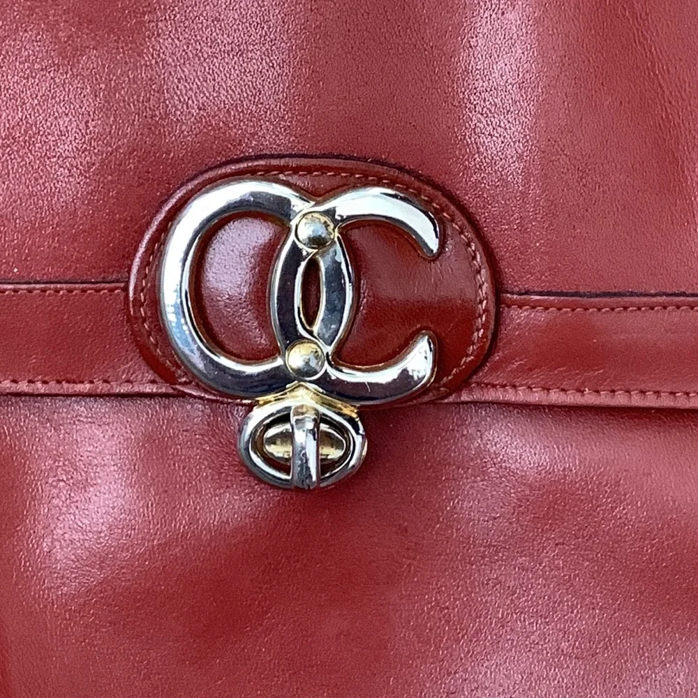 Vintage 1970’s Oleg Cassini oxblood Burgundy Leather Clutch so Jackie O - GUVC